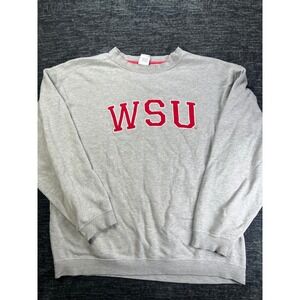 Campus Drive WSU Sweatshirt Mens L Gray Crewneck Distressed Collegiate Pullover
